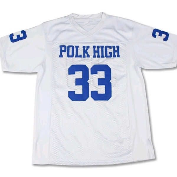 Maillots de Football Hommes Al Bundy # 33 Polk High Football Movie Jersey Complet Cousu Bleu Blanc Violet Taille S-4XL