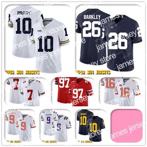 Maillots de football NCAA 10 Tom Brady 26 Saquon Barkley Penn State College Football Jersey Mitchell Trubisky Nick Foles Khalil Mack Mike Ditka Eddie Jackson