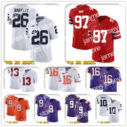 Maillots de football NCAA 26 Saquon Barkley 97 Nick Bosa Ohio State Buckeyes College Football Jersey 12 Tom Brady 87 Rob Gronkowski 14 Chris Godwin Blanc