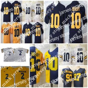 Maillots de football NCAA Michigan Wolverines Tom 10 Brady Maillots cousus Hommes Hutchinson 2 Charles Woodson College Football Maillots Marine
