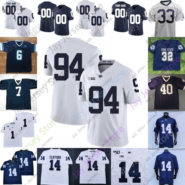 Maillots de football PSU Penn State Football Jersey NCAA College Jonathan Sutherland Dixon Drew Allar Marcus Allen Joe Paterno KJ Hamler Cain Freiermuth Parsons