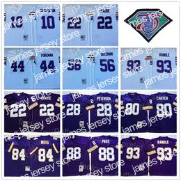 Voetbalshirts Throwback Football Mitchell and Ness 10 Fran Tarkenton Jersey 75th 22 Paul Krause 28 Adrian Peterson 44 Chuck Foreman 80 Cris Carter 88 Alan