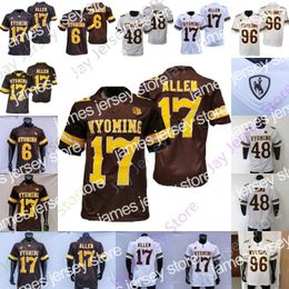 Maillots de football Wyoming Football Jersey NCAA College Josh Allen Andrew Peasley Titus Swen Joshua Cobbs Easton Gibbs Cole Godbout Braasch Xazavian Valladay B