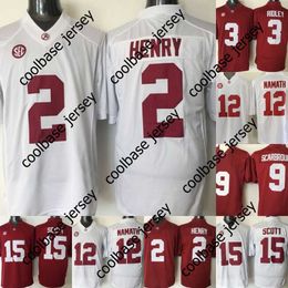 Voetbalshirts Jeugd Alabama Crimson Tide voetbalshirt 2 Jalen Haidt 3 Ridley 12 Namath 17 Drake Red White NCAA Kids Jerseys