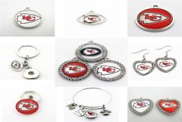 Voetbal Kansas City Dange Charms Mix Style Diy Hanger Bracelet ketting oorbellen Snap knoop sieraden Accessoires7729558