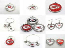 Voetbal Kansas City Dange Charms Mix Style Diy Hanger Bracelet ketting oorbellen Snap knoop sieraden Accessoires4581298