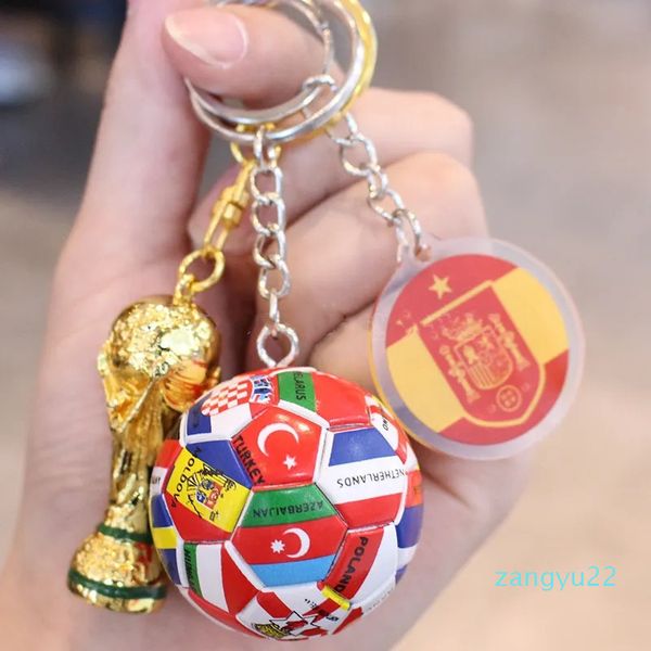 Porte-clés de Football, Souvenir de la coupe du monde du Qatar, drapeau pour Fans, cadeau d'événement, porte-clés de Football, pendentif unisexe