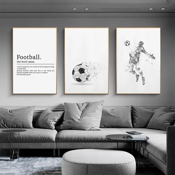 Football homme toile peinture minimaliste abstrait affiche et impressions mur Art nordique salon mur photo adolescent chambre décor cadeau pas de cadre Wo6