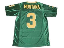 Football Men's 3 Joe Montana 1977 Jersey de football Notre-Dame combattant des maillots irlandais cousus de maillots verts S-xxxl