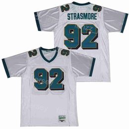 Película de fútbol Miami Ballers Jersey 92 Spencer Strasmore TV Show Rock Team Color White College Jersey de costura transpirable para fanáticos del deporte Hombres transpirables Oferta