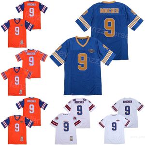 Film de football The Waterboy Adam Sandler Maillots 9 Bobby Boucher Mud Dogs Bourbon Bowl Hommes Tous Cousu Équipe Orange Bleu Extérieur Blanc Respirant Université Pull