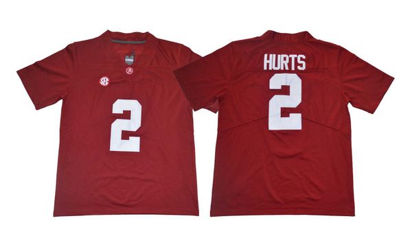 Football NCAA Alabama Crimson Tide Football 2 Jalen Hurts Jersey Rouge Blanc 3 Ridley 29 Minkah Fitzpatrick 13 Tua Tagovailoa 9 Bo Scarbro