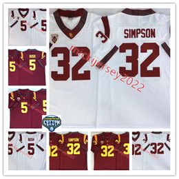 Football O.J Simpson Jersey USC Trojans Football Cousu Jersey 5 Reggie Bush 33 Marcus Allen Maillots S-3XL