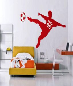 Soccer de football Soccer Vinyl Mur en vinyle amovible Nom personnalisé Numéro Affiche Affiche ART Stickers Mur pour enfants Décoration 7761169