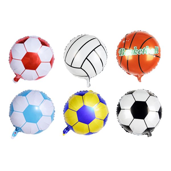 18 pulgadas 45 cm Voleibol Baloncesto Fútbol Globos deportivos Globos inflables de helio Papel de aluminio para fútbol Deporte Tema Decoración de fiesta de cumpleaños MJ0449