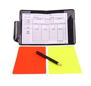 Kit d'arbitre de carte de football de football Avertissement de volley-ball Rouge Jaune Drapeau de pénalité Feuilles de livre de score Crayon Autres articles de sport Équipement Acc6436728