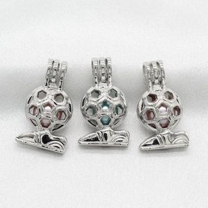 Football Football Huître Perle Cage Lave Perle Cage Médaillons Pendentif Parfum Huile Essentielle Diffuseur Collier Bijoux Charmes