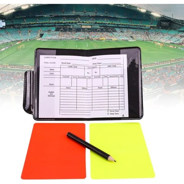 Ensembles de cartes d'arbitre de football de football avertissement Arbitre rouge et jaune avec des feuilles de score de portefeuille Accessoires juge-notes