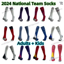 Voetbalsokken 2024 2025 Nationale team Voetbalsokken Volwassen Kinderen Kinderen Mexico Knie High Dikke team Frans Home Away Football Sports Wear National Scotland