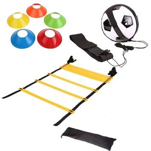 Voetbalsnelheid Agility Ladder met voetbal jongleren Bag Auxiliary Circling Training Belt voetbaltraining Disc -kegels Obstakel 240418