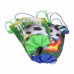 Voetbalthema Backpack Happy Birthday Party N-Woven Fabrics Soccer Ball Drawring Gifts Bag J3Z7#