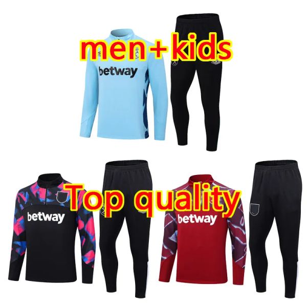 Survêtement de football West Hams Survêtement d'entraînement de football 22 23 24 vêtements de sport L. PAQUETA WEST SCAMACCA RICE hommes kits enfants veste ANTONIO Hams NOBLE UNITED BOWEN WHU