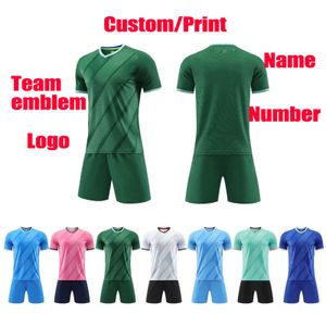 Uniforme de Football, maillot d'entraînement personnalisé, vêtements verts, ensembles de vêtements de Football pour adultes et enfants, manches courtes, 240315