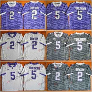 Vêtements de football American Mens College TCU Horned Frogs College Football Jerseys 5 Ladainian Tomlinson 2 Trevone Boykin University Cousu Foo High