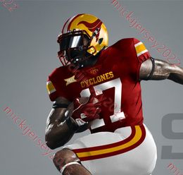 Voetbalkleding op maat gemaakte Iowa State Cyclones voetbalshirt 28 Breece Hall Brock Purdy Hunter Dekkers Rocco Becht Blake Clark Ashton Cook Nat