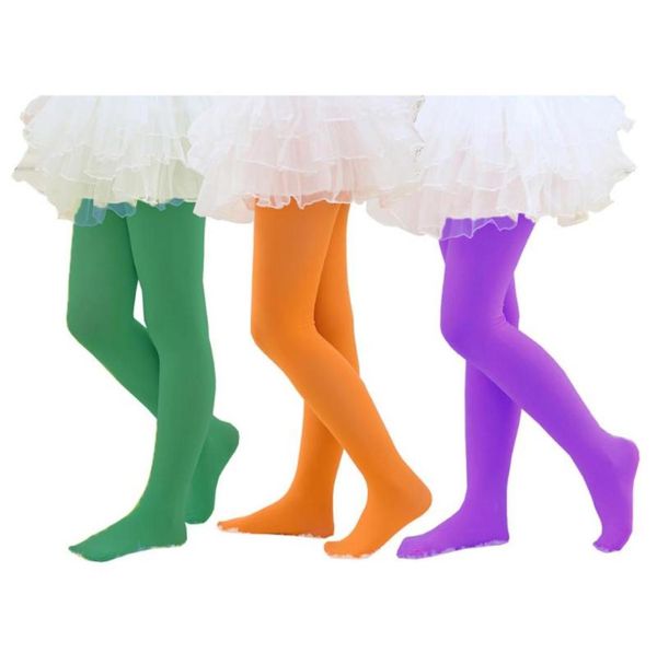 Footies 3pc Filles Collants À Pieds Tout-petits Petits Enfants Grands Adolescents Enfants Spandex Nylon 60D Couleur Bonbon Performance Sur Scène Halloween Co9101180