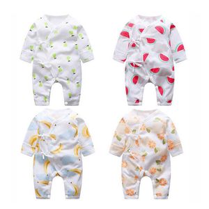 Footies Baby Clothes V-Neck Jumpsuit Newborn Cute Cartoon Fruit Long Sleeve Cotton Baby Boy Baby Girl Clothing Suit Pajamas Disfraz BebeHKD230701