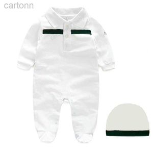 Footies baby rompertjes jongen meisje kinderen 1-2 jaar oud pasgeboren 100% katoen pasgeboren lange mouw korte mouwen jumpsuit hoed 2-delige set G001 240306