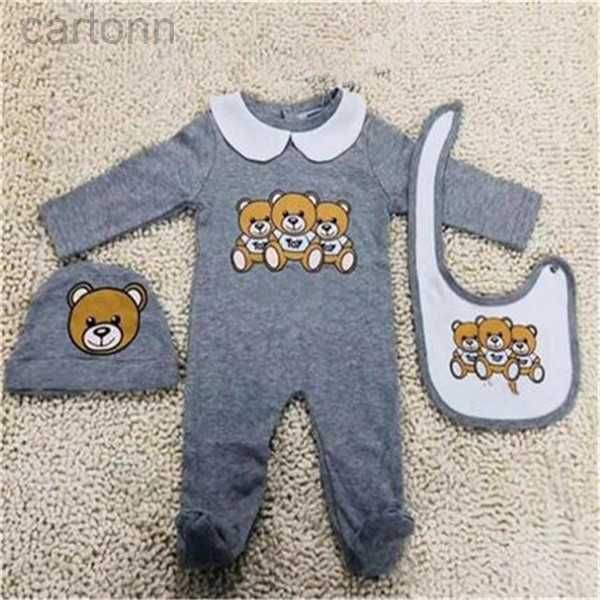 Footies Oso de dibujos animados Mamelucos para bebés Diseñador Ropa para niños pequeños Ropa de manga larga Babygrow Trajes de dormir Monos para bebés recién nacidos 0-18 meses 240306