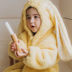 Footies Cute Girls Winter Loose Rabbit Romper Slouchy Comfortable Zipper Jumpsuit Hooded Pajamas Baby Boys Plush Homewear OutfitsHKD230701