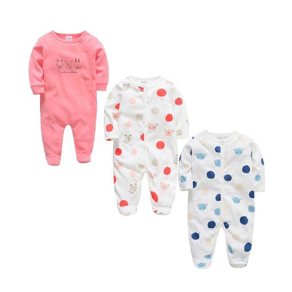 Footies Honeyzone Infant Dot Romper Set Value Pack 0-12M Enfants Vêtements Toddler Full Sleeve Jumpsuit Warm Outfit Coton Bébé Fille Pyjamas