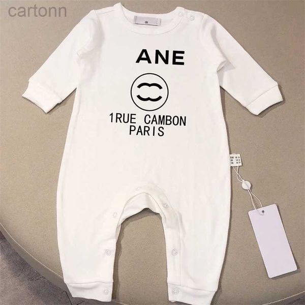 Footies Nouveau-né Bébé Barboteuses Vêtements de créateurs de luxe C Imprimé Vêtements pour enfants Nouveau-né Filles et garçons Combinaison O-Cou Bébés Barboteuse noir blanc 240306