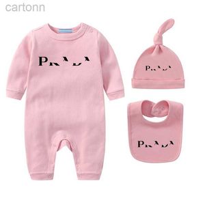 Footies nouveau-né bébé barboteuse vêtements ensembles avec casquette bavoir 100% coton barboteuse Onesies combinaisons garçon fille vêtements esskids CXD23010303 240306