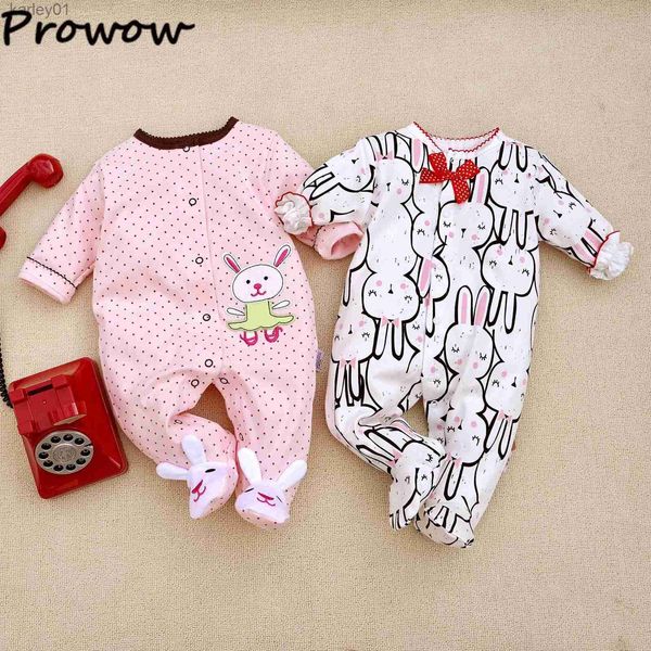 Footies Prowow 0-12M bébé filles vêtements rose lapin cygne footies pyjamas pour nourrissons à manches longues nouveau-né barboteuse combinaison YQ240306