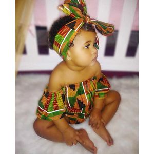 Footies Summer Todder Bébé Fille Barboteuses Africaines Enfants Bohemian Print Combinaisons Robes Africane Vêtements Party Triangle Climb CostumesHKD230701