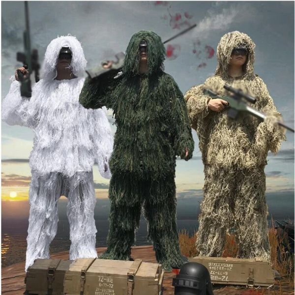 Chaussures 3D Ghillie Suit 5 PCS Sniper Military Tactical Hunter Camouflage Vêtement