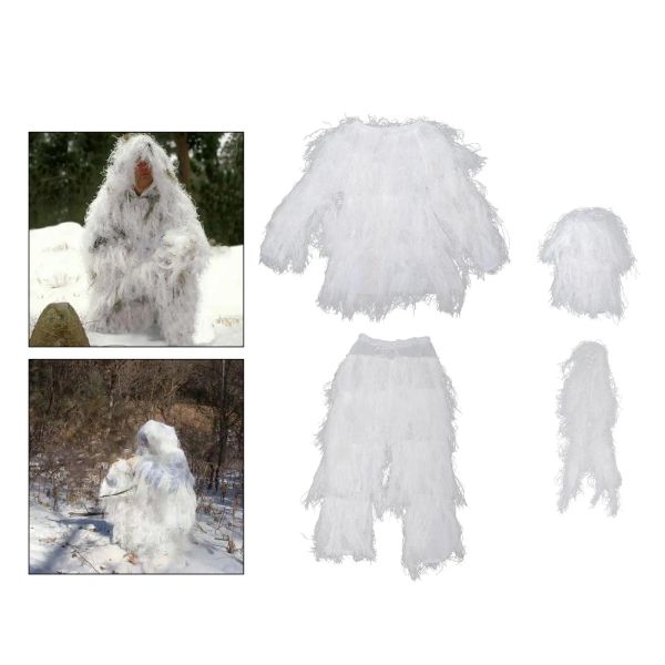 Calzado 4pcs/sets Uniform al aire libre Ghillie Suit de camuflaje de nieve ropa de camuflaje de camuflaje Airsoft camufla