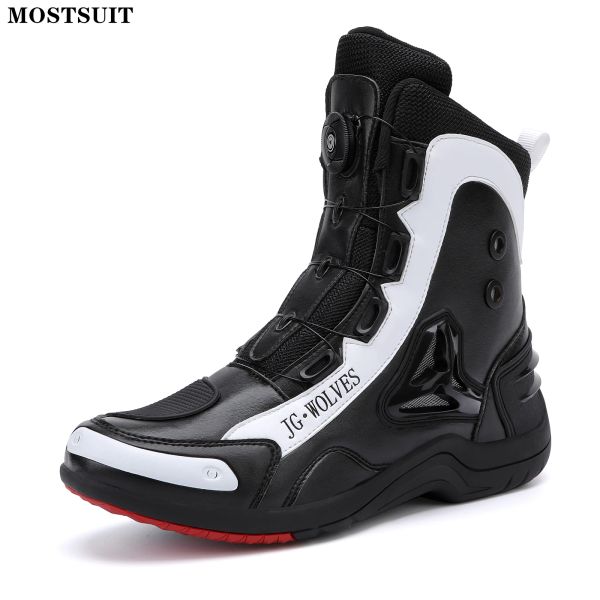 Chaussures d'automne chaussures de cyclisme d'hiver hommes Bottes de moto haut haut de gamme de moto