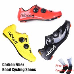 Calzado Boodun Zapatos de ciclismo de carretera Fibra de carbono Autobloqueo Ultraligero Desgaste transpirable Antideslizante Zapatos de carreras de bicicletas profesionales