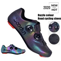 Chaussures Boodun chaussures de cyclisme sur route course professionnelle vélo de route baskets de vélo couleur éblouissante chaussures autobloquantes respirantes ultralégères