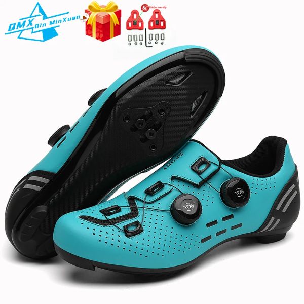 Chaussures à cyclisme Chaussures hommes Blue Nonslip Splint SPD Road Bike Shoes Selflocking Racing Contest Femmes Flat Mtb Mountain Bicycle Sneakers