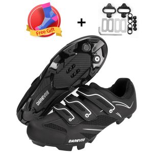 Schoeisel Darevie Fietsschoenen 2023 Nieuwste Mtb Self Lock Fietsschoenen Pro Hoge Kwaliteit Spd Schoenplaten Teen Cover Set Ademende Fiets Sneaker