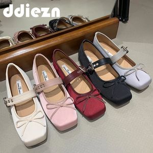 Schoenen vrouwelijke buckle sandalen vrouwen 33 rood voor strap mary janes lente flats mode ondiepe vlinder-knoop dames schoenen 240223 2