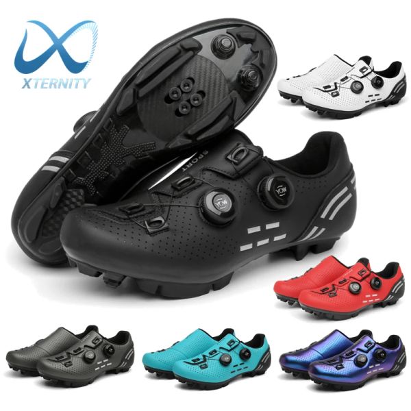 Chaussures Vente chaude ultra-léger professionnel chaussures de cyclisme respirant vtt plat autobloquant vélo baskets hommes course route Spd chaussures à crampons