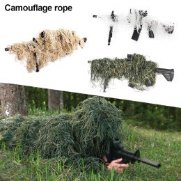 Calzado Jungle/Desierto/Snow Ghillie Rifle Cover Wrap Synthetic con correa elástica Camuflaje Airsoft Caza de caza Cabas de 1,4 m envolturas de pistola CS