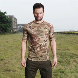 Chaussures militaires armée tactique t-shirt hommes sweat de combat noir camouflage tshirt Quickdry Hunting Vêtements pour hommes tactique équipement
